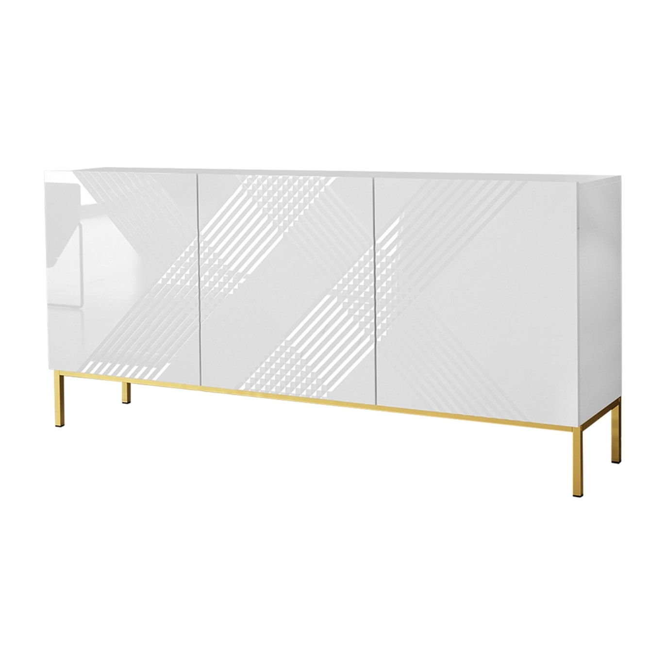 Celeste - buffet bas - 160 cm - style contemporain - Blanc / Doré