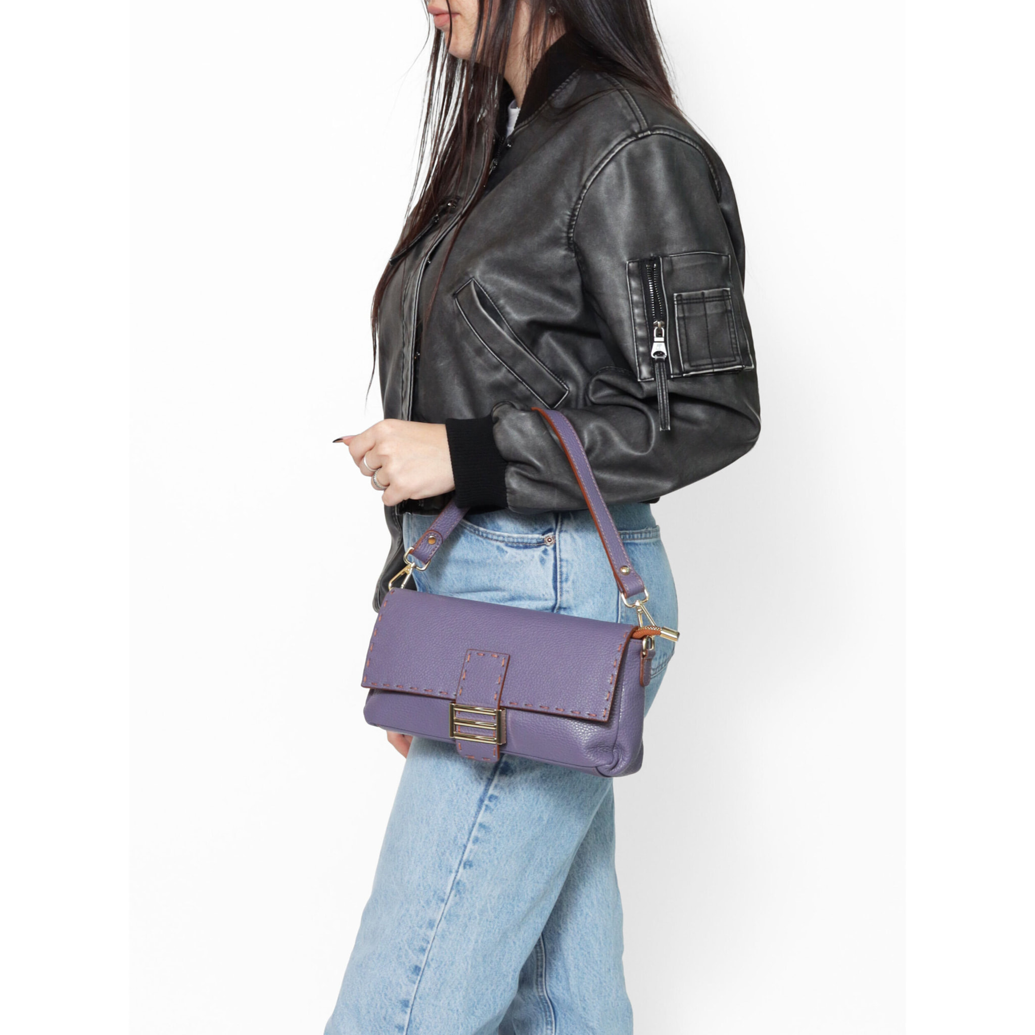 Borsa a spalla da Donna Wally in Vera Pelle Made in Italy 29x13x9 cm