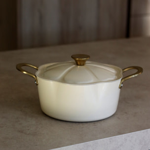 Faitout en aluminium recyclé beige 24cm en forme de fleur DAHLIA