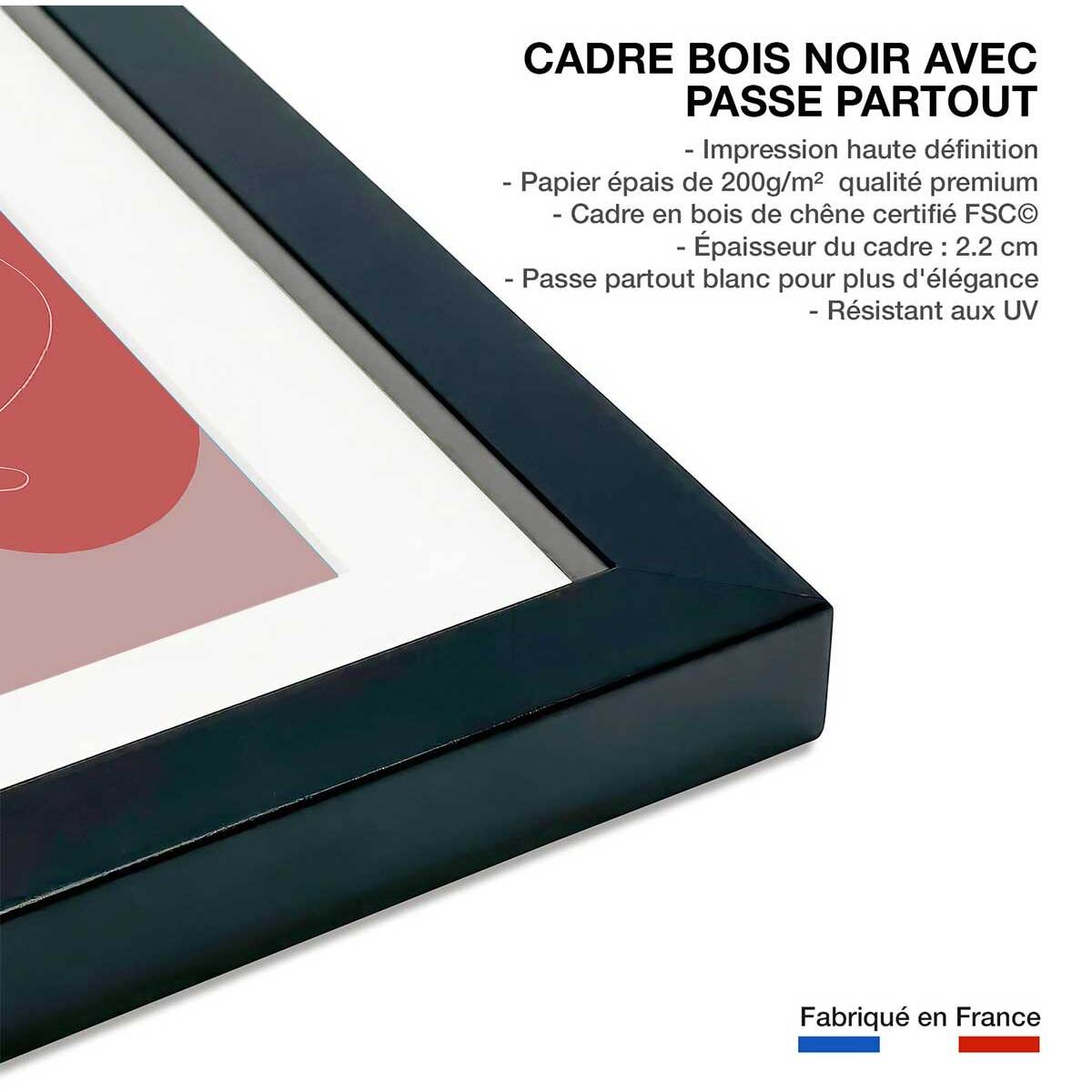 Affiche Line art et courbe rose Affiche sous cadre noir