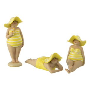 J-Line Baigneuse Chapeau Polyresine Jaune Assortiment De 3