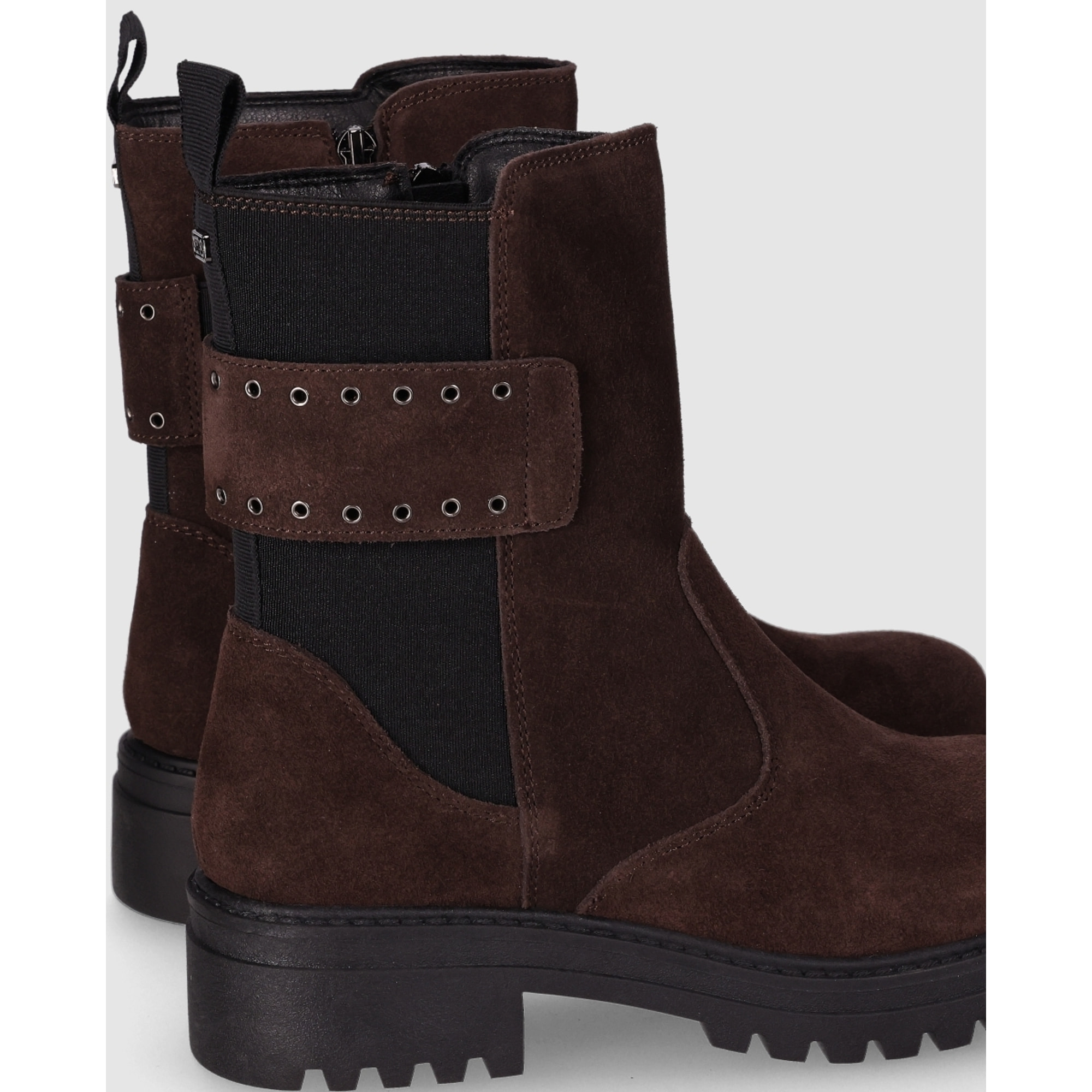 Botines de Serraje - Marron - Tacón: 3 cm