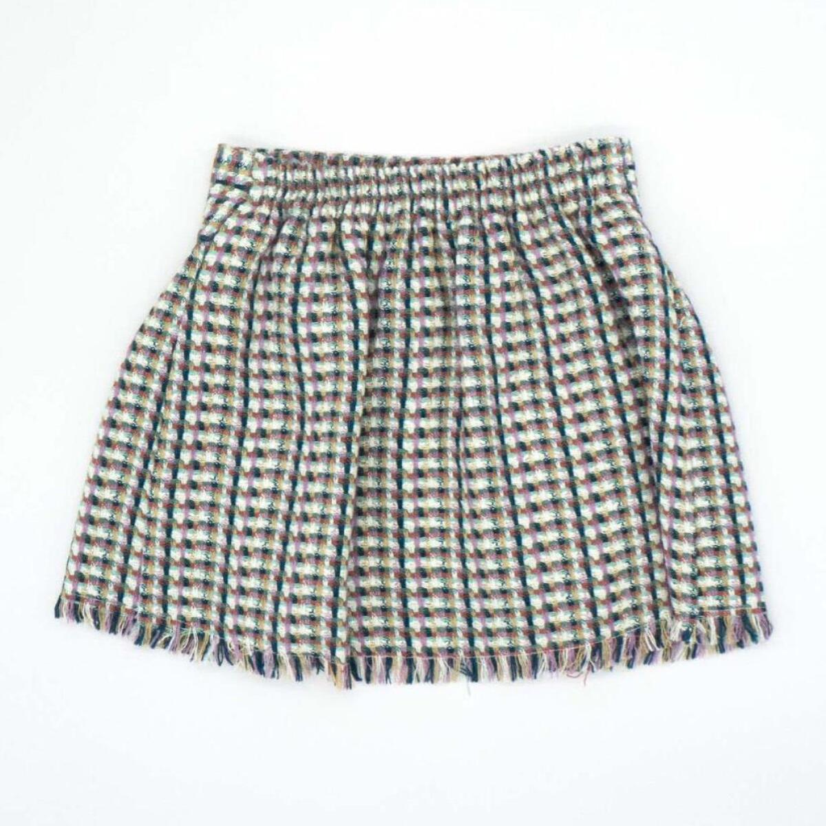 Falda chanel estructura verde, camel, lila y blanco