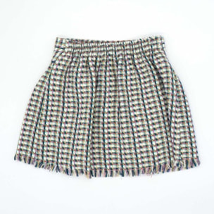 Falda chanel estructura verde, camel, lila y blanco