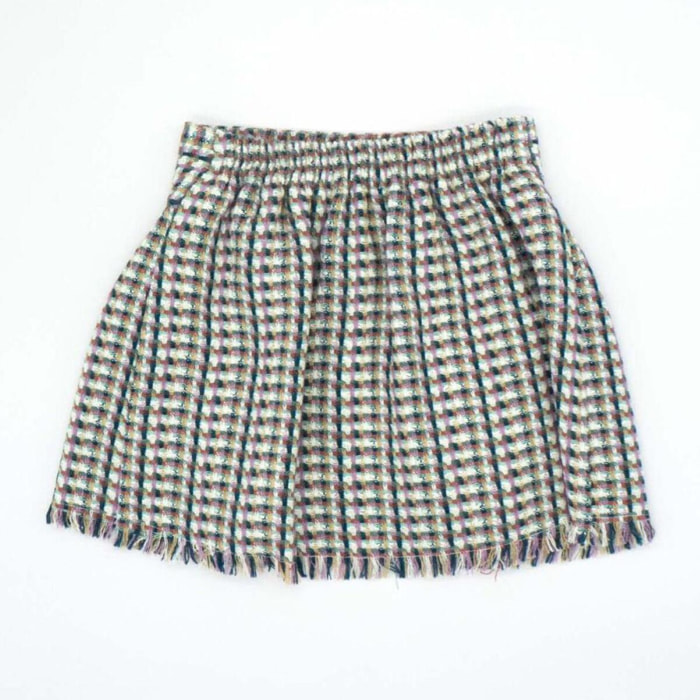 Falda chanel estructura verde, camel, lila y blanco