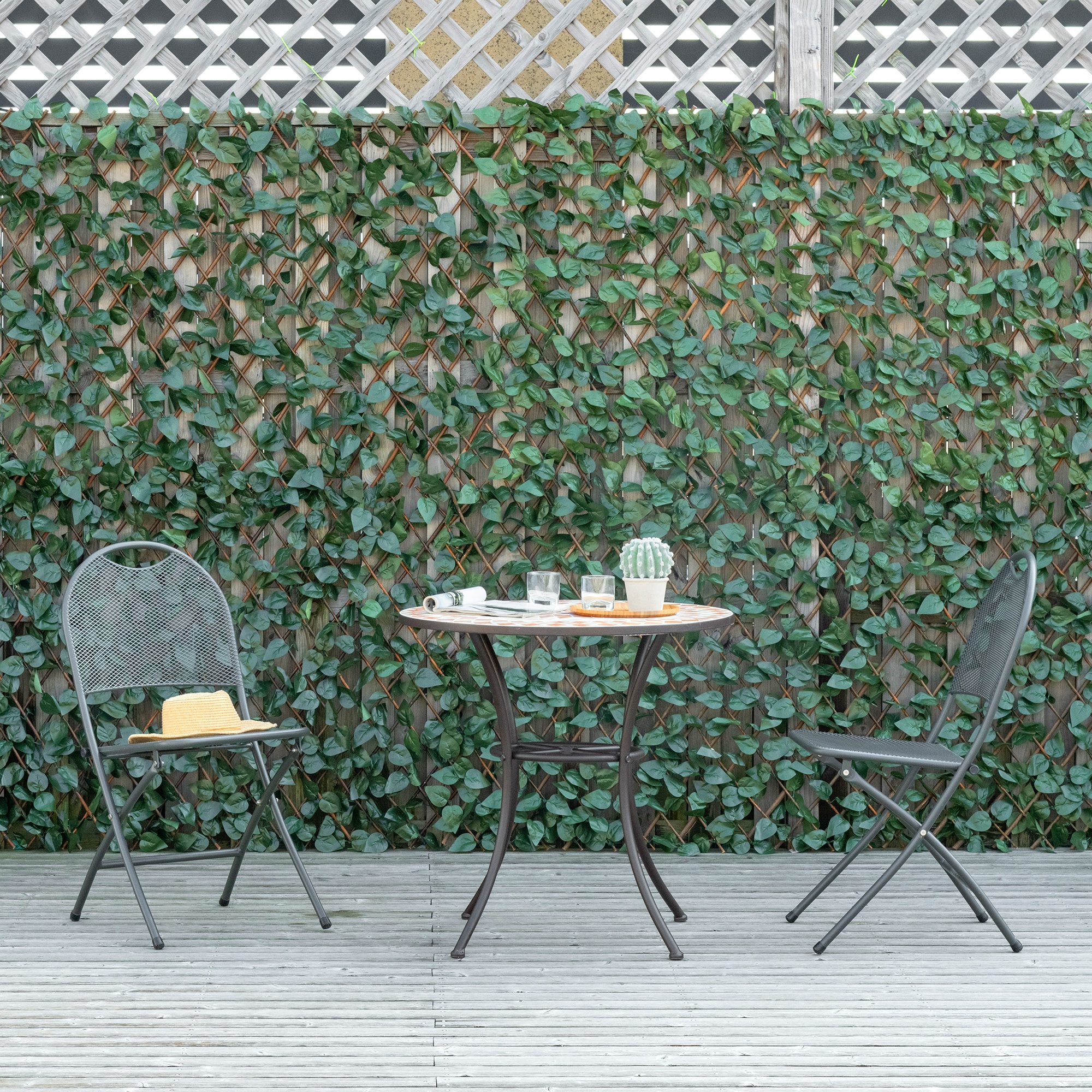 Haie artificielle 4 pièces feuilles de lierre polyester osier vert