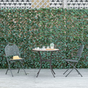 Haie artificielle 4 pièces feuilles de lierre polyester osier vert