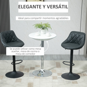 HOMCOM Mesa de Bar Regulable en Altura Giratoria 360Âº con Base Redonda Mesa Alta de Acero Moderna para Cocina Comedor Cafetería 61x61x76-97 cm Blanco