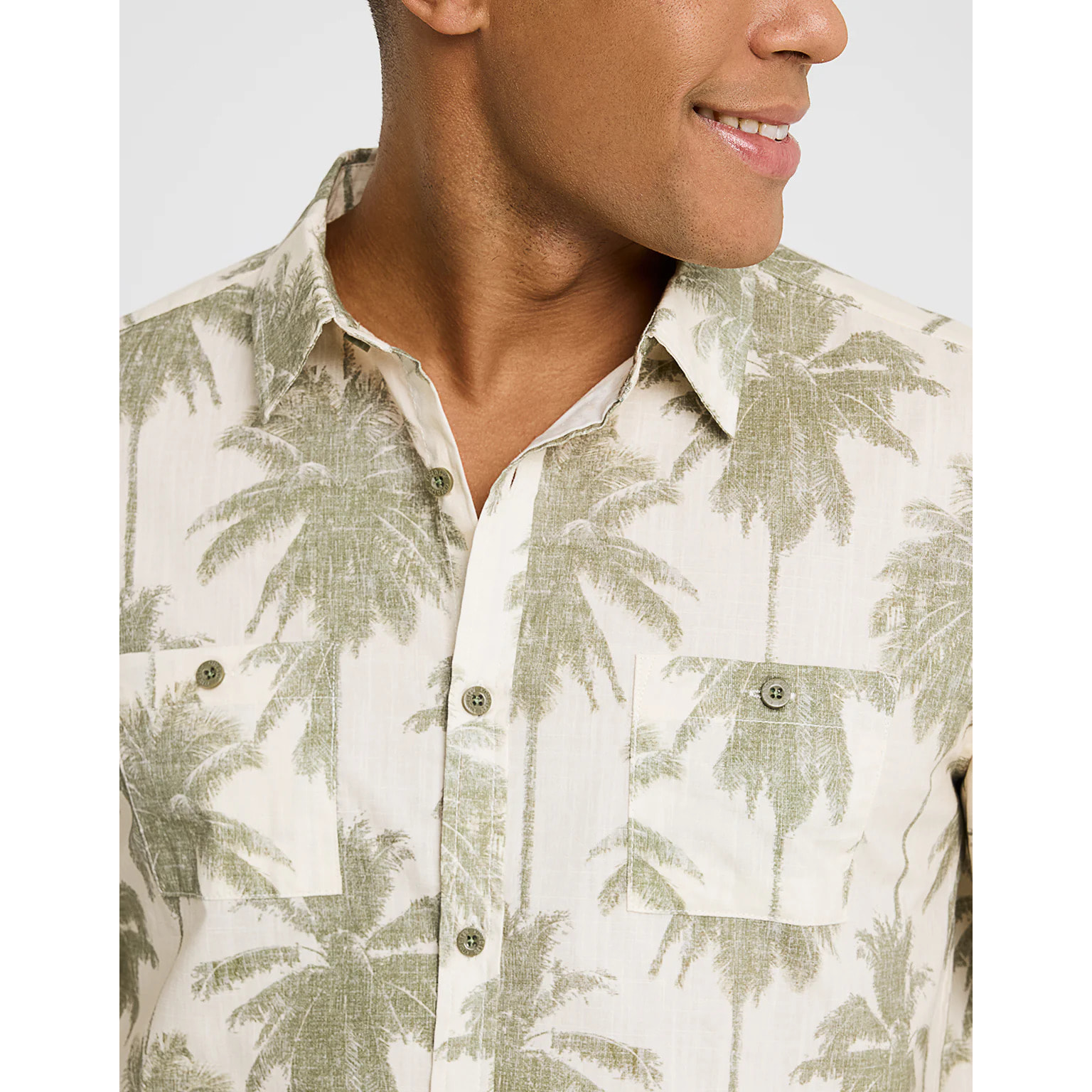 Camisa Manga Larga Estampado Tropical - Papiro