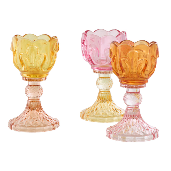 J-Line Photophore - verre - multicolore - 3 pièces