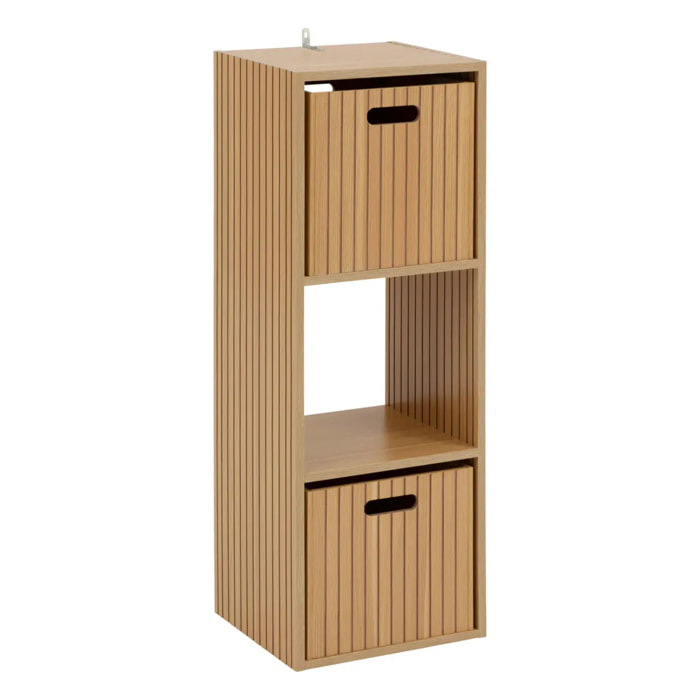 Étagère 3 cases "Tasso" effet bois naturel