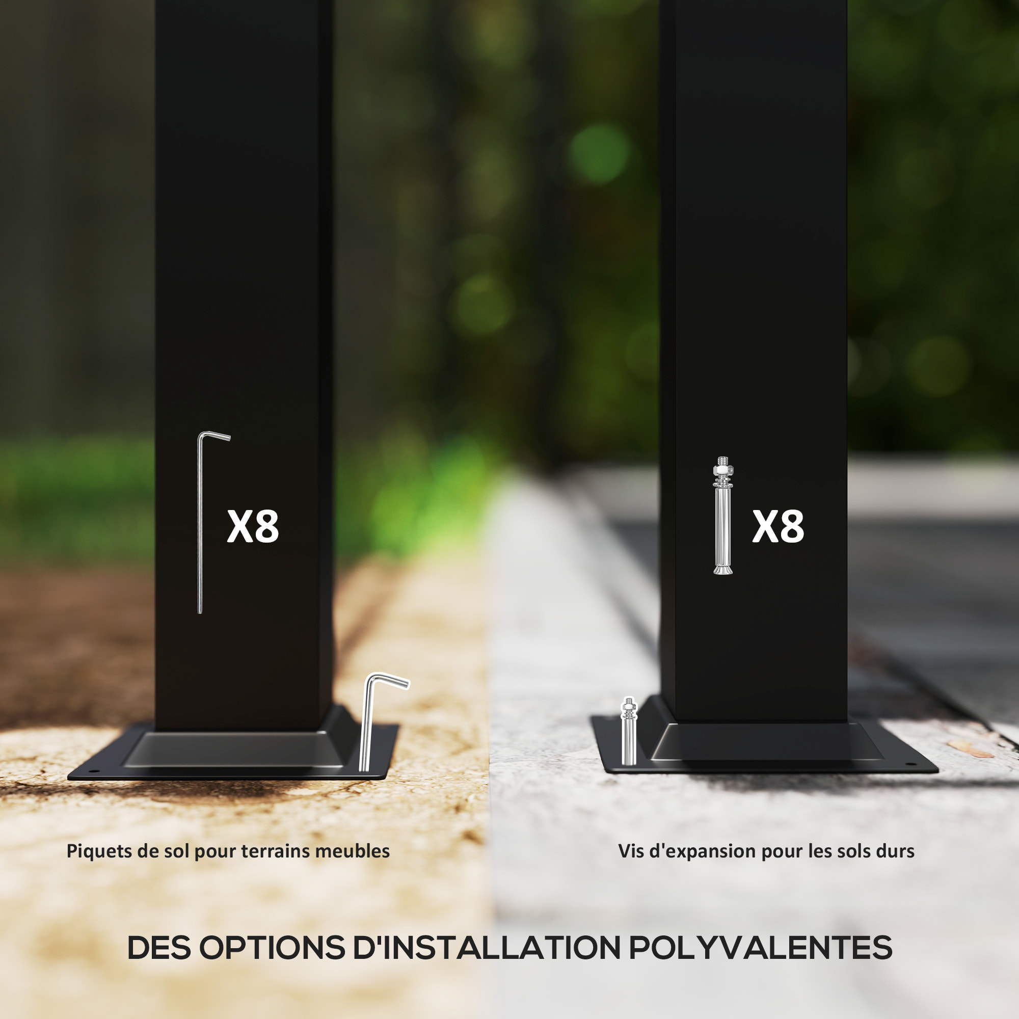 Pergola rétractable 3 x 3 m acier époxy noir polyester haute densité 180 g/m² UPF30+ crème