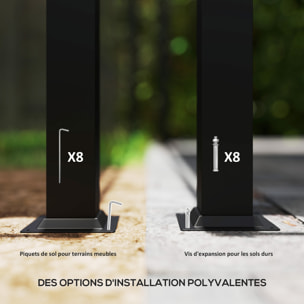 Pergola rétractable 3 x 3 m acier époxy noir polyester haute densité 180 g/m² UPF30+ crème