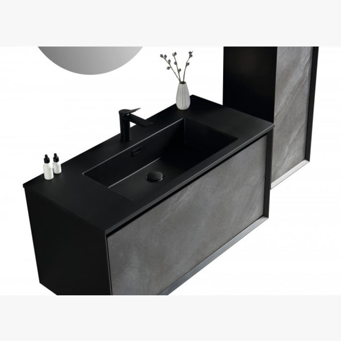 Meuble simple vasque 100 cm noir Aquasasso