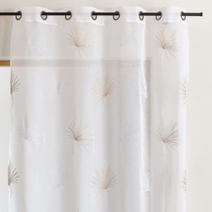 Voilage tamisant broderie palme - Beige