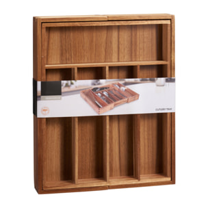 Bandeja para cubiertos de madera de acacia extensible organizador elegante y funcional