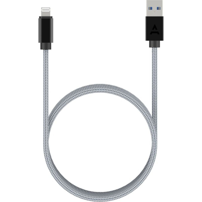 Câble Lightning ADEQWAT vers USB 2m gris certifié Apple