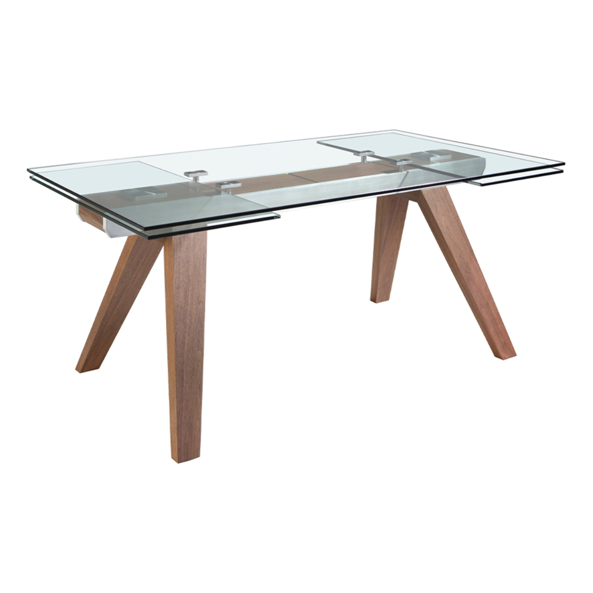 Mesa comedor extensible rectangular con tapa de cristal templado 180x100x76cm