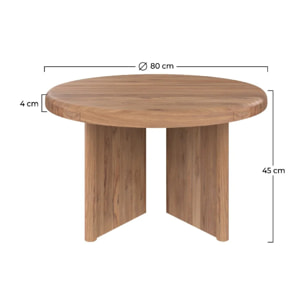 Table basse ronde en bois de teck recyclé D80 cm - Bana