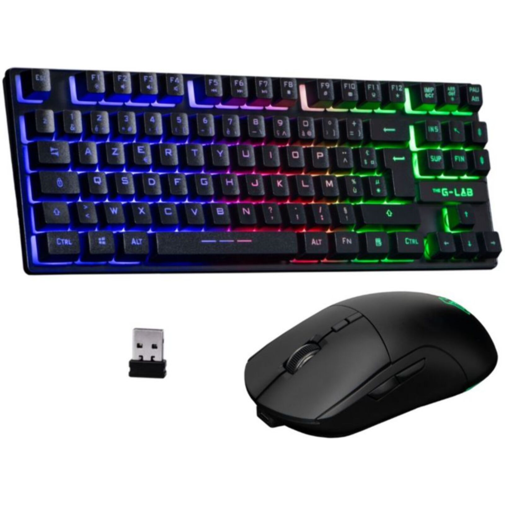G-LAB Combo Tungsten - Kit Tastiera E Mouse Wireless, Colore Nero, Combo Silenzioso Per PC E Computer