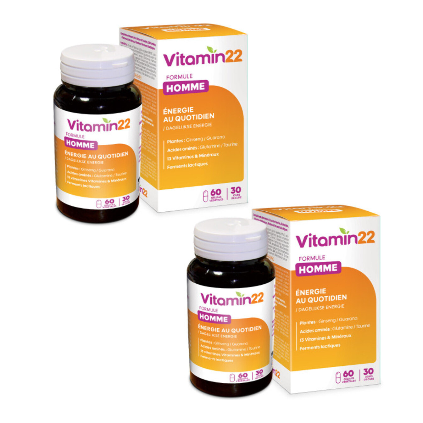 VITAMIN'22 - Specific Homme - Complément alimentaire à base de 14 vitamines et minéraux - Répondre aux besoins spécifique de l'homme - Sans gluten - Fabriqué en France - Lot de 2 produits