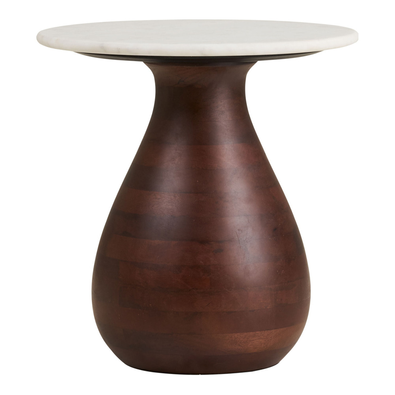 Tavolino d'appoggio Heide in marmo bianco e legno di mango scuro ø40×41 cm