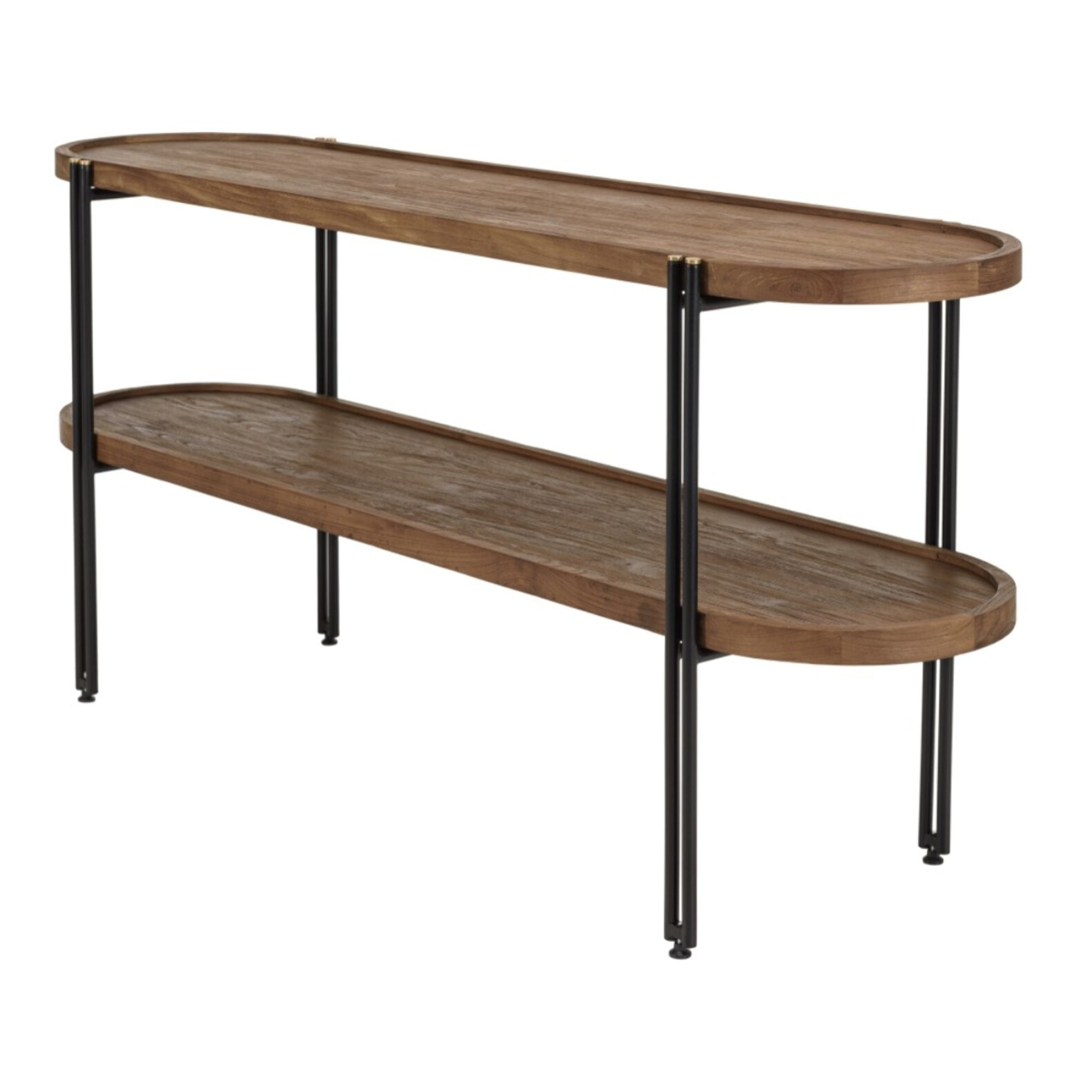 SIXTINE - Console double plateau arrondi en bois de teck recyclé