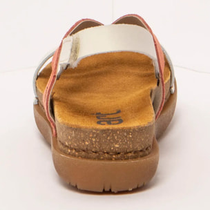 Sandalias 1718 NAPPA-SILK SUEDE CREAM-FRAMBUESA /RHODES color Cream-frambuesa