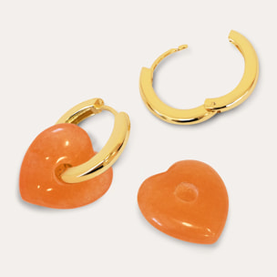 Pendientes Corazón Jade Baño Oro