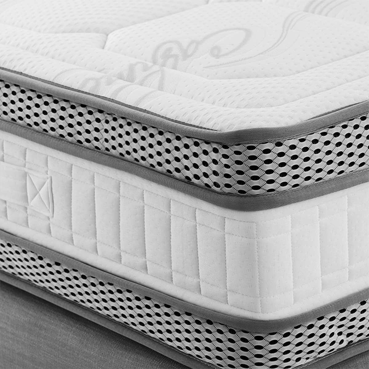 Matelas Royal 5*, 24 cm Mémoire de Forme & Mousse Hypersoft, Soutien Medium, Aération Optimale