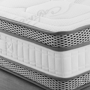 Matelas Royal 5*, 24 cm Mémoire de Forme & Mousse Hypersoft, Soutien Medium, Aération Optimale
