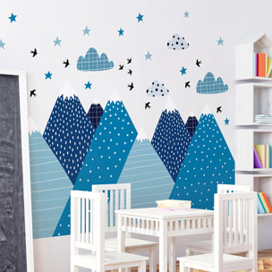 Stickers muraux enfants - Décoration chambre bébé - Autocollant Sticker mural géant enfant montagnes scandinaves PIERKA