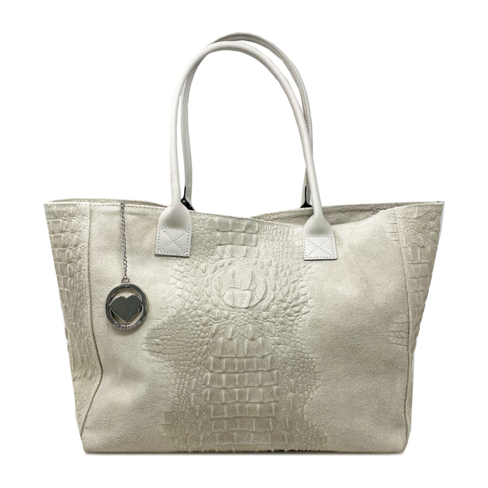 Chicca Borse - Borsa a Spalla Donna in Vera Pelle - Colore Cocco Beige
