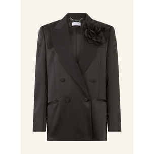 PHILIPP PLEIN Double-Breasted Satin Blazer Roses