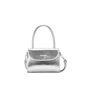 Bolso pequeño plateado con solapa