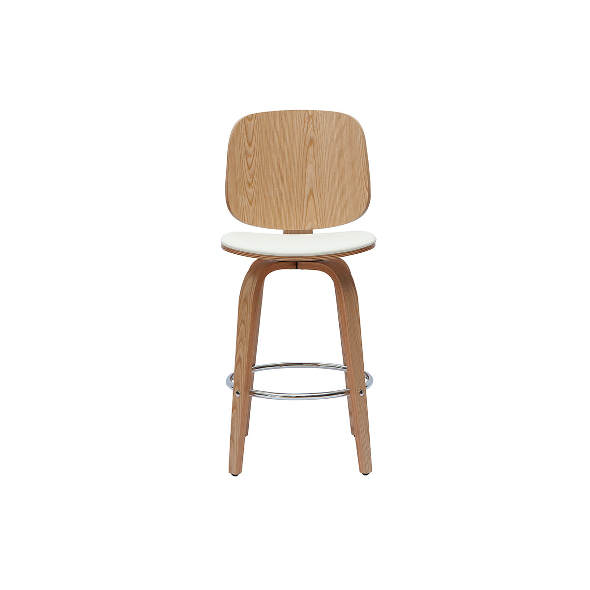 Tabourets de bar design pivotants blancs et bois clair H66 cm (lot de 2) BECK