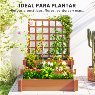 Jardinera con Enrejado de 3 Niveles, Jardinera Exterior Grande de Madera para Plantas Trepadoras, con Tela no Tejida, Macetero Elevado para Jardín, Patio, Terraza, 95x95x110 cm, Marrón