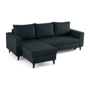 Nordic - canapé d'angle réversible 4 places - convertible avec coffre - en simili - Gris Anthracite