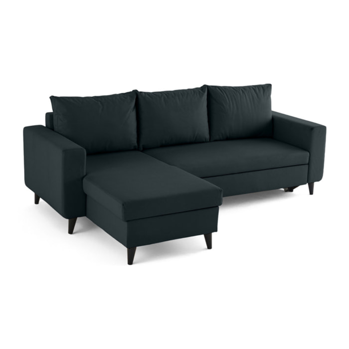 Nordic - canapé d'angle réversible 4 places - convertible avec coffre - en simili - Gris Anthracite