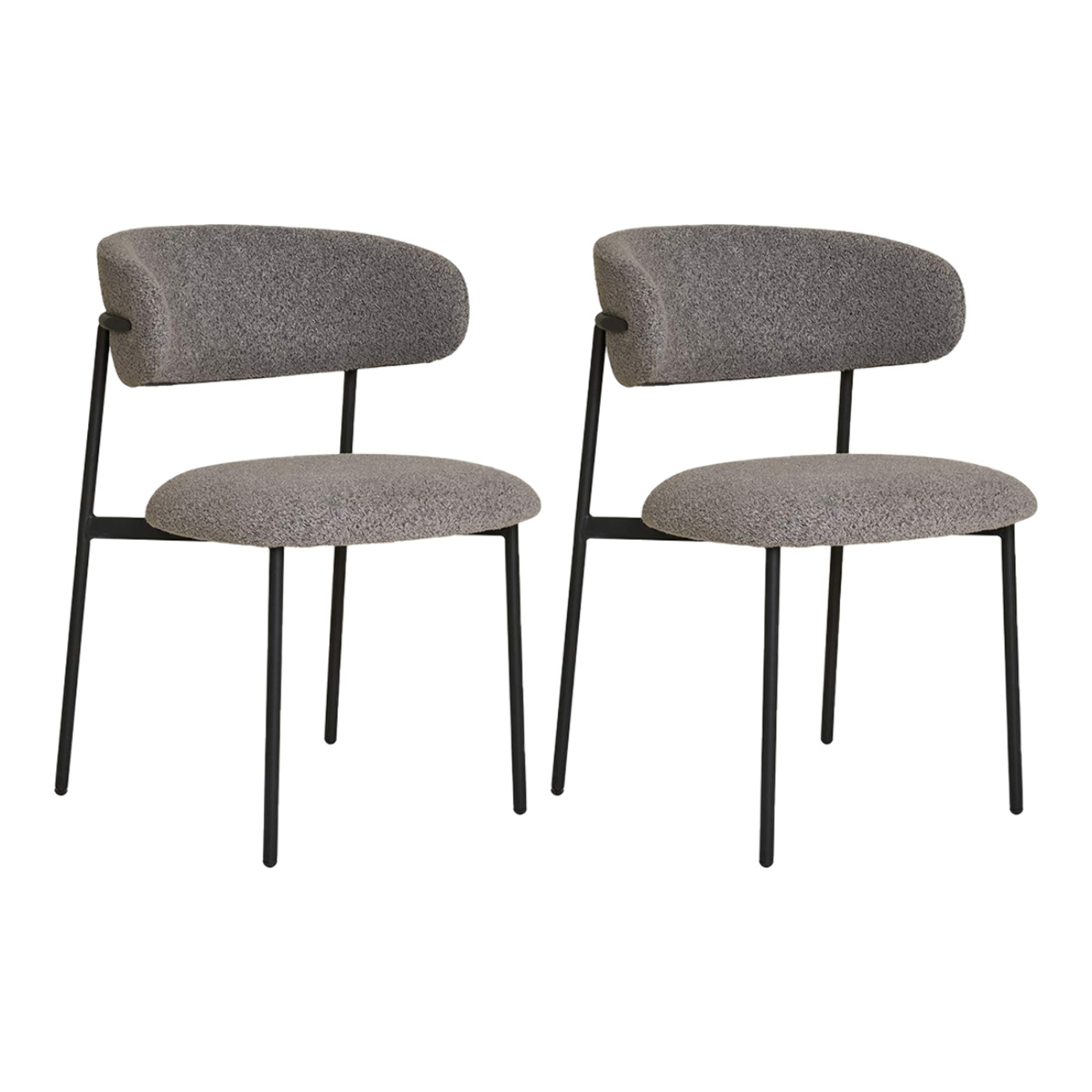 Erica - lot de 2 chaises en tissu bouclette - pieds en acier - Gris