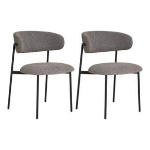 Erica - lot de 2 chaises en tissu bouclette - pieds en acier - Gris