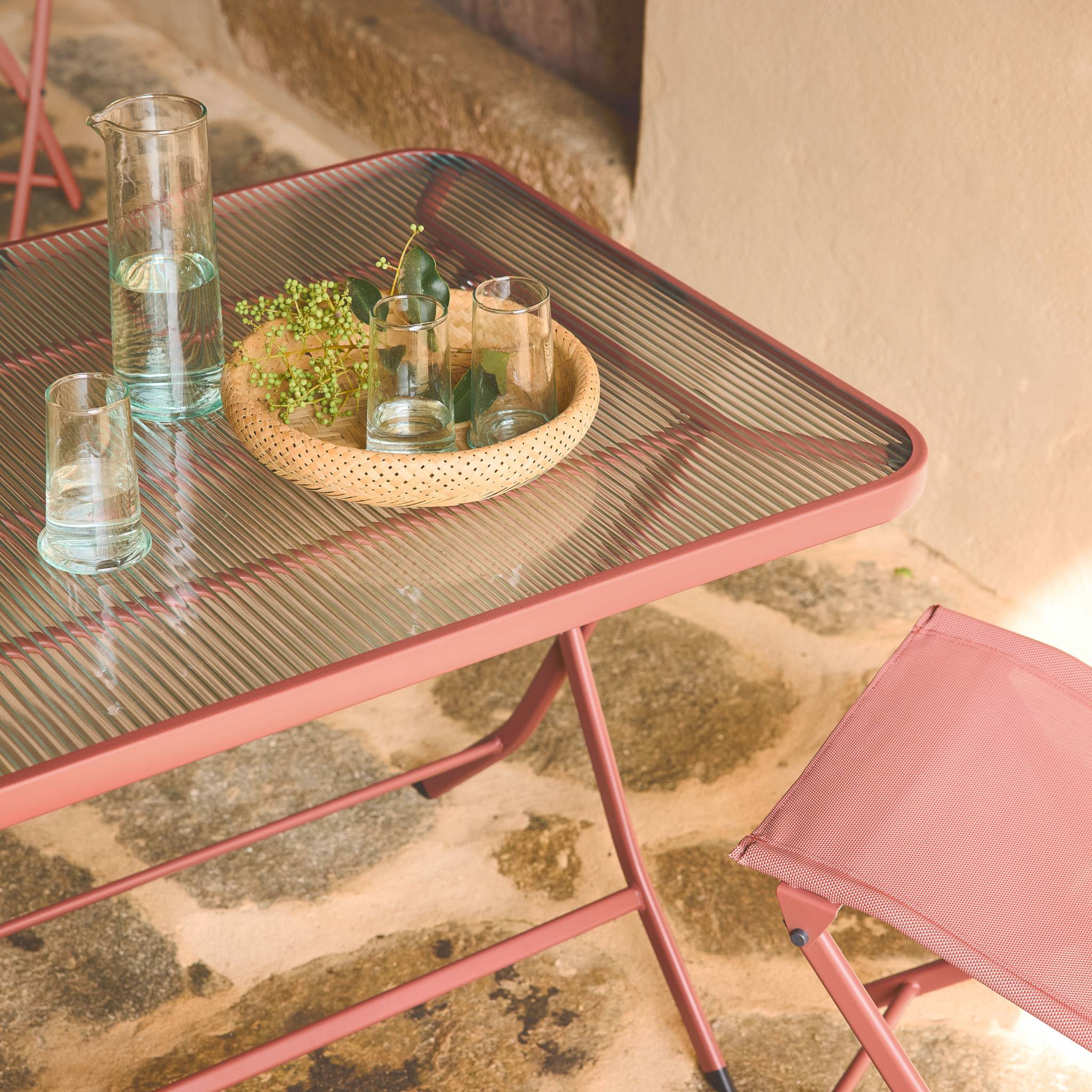 Table de jardin pliante acier + 4 assises ANCONA