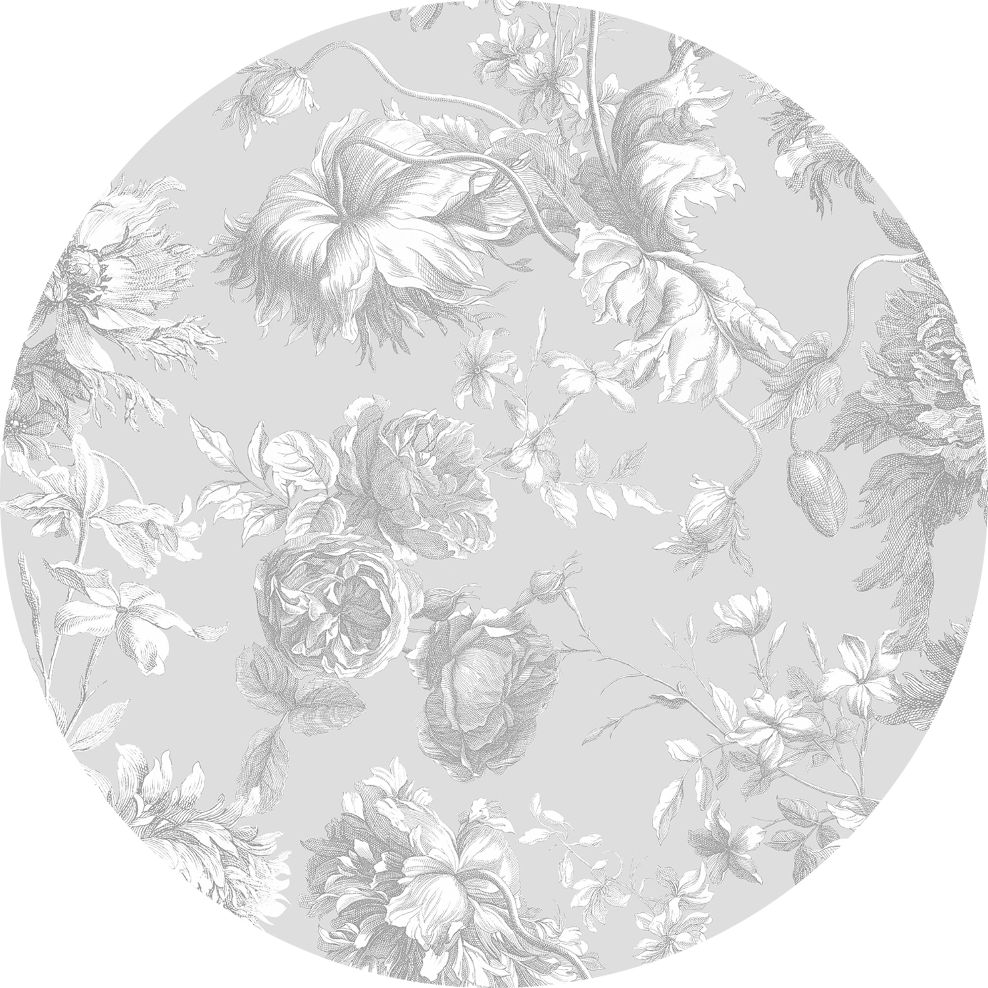 Set de 4 individuales de vinilo CERAMIKO, Esencia Floral Gris 4u-[Diam] 40 cm