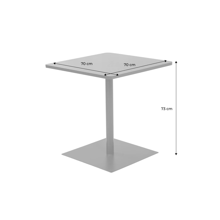 Table de jardin bistrot carré acier 2 places 70 cm intérieur/extérieur  OREA
