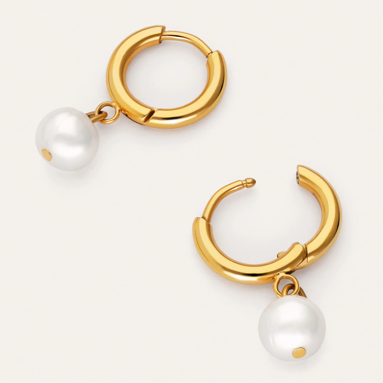 Pendientes Aro Pearl Acero Baño Oro