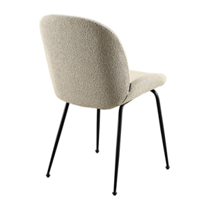 Coppia di sedie eleganti in tessuto bouclè beige con struttura nera - Shell