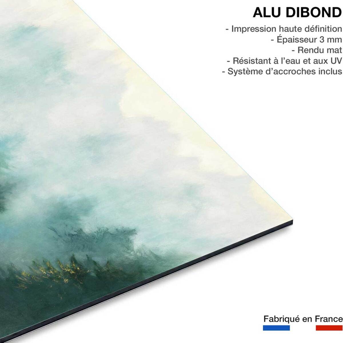 Tableau abstrait Brume sur la forêt Tableau alu Dibond