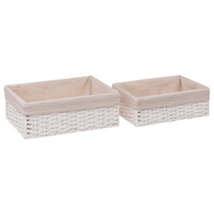 2 paniers de rangement "Vannerie" blanc