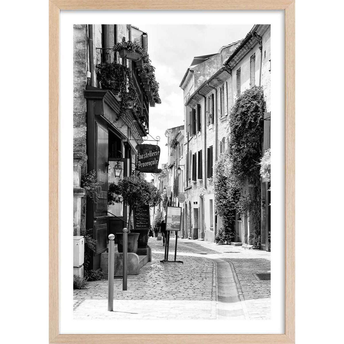 Affiche photo rue du sud Affiche + cadre en bois - Chêne