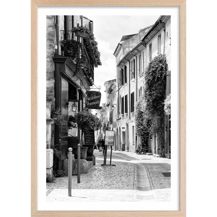 Affiche photo rue du sud Affiche + cadre en bois - Chêne